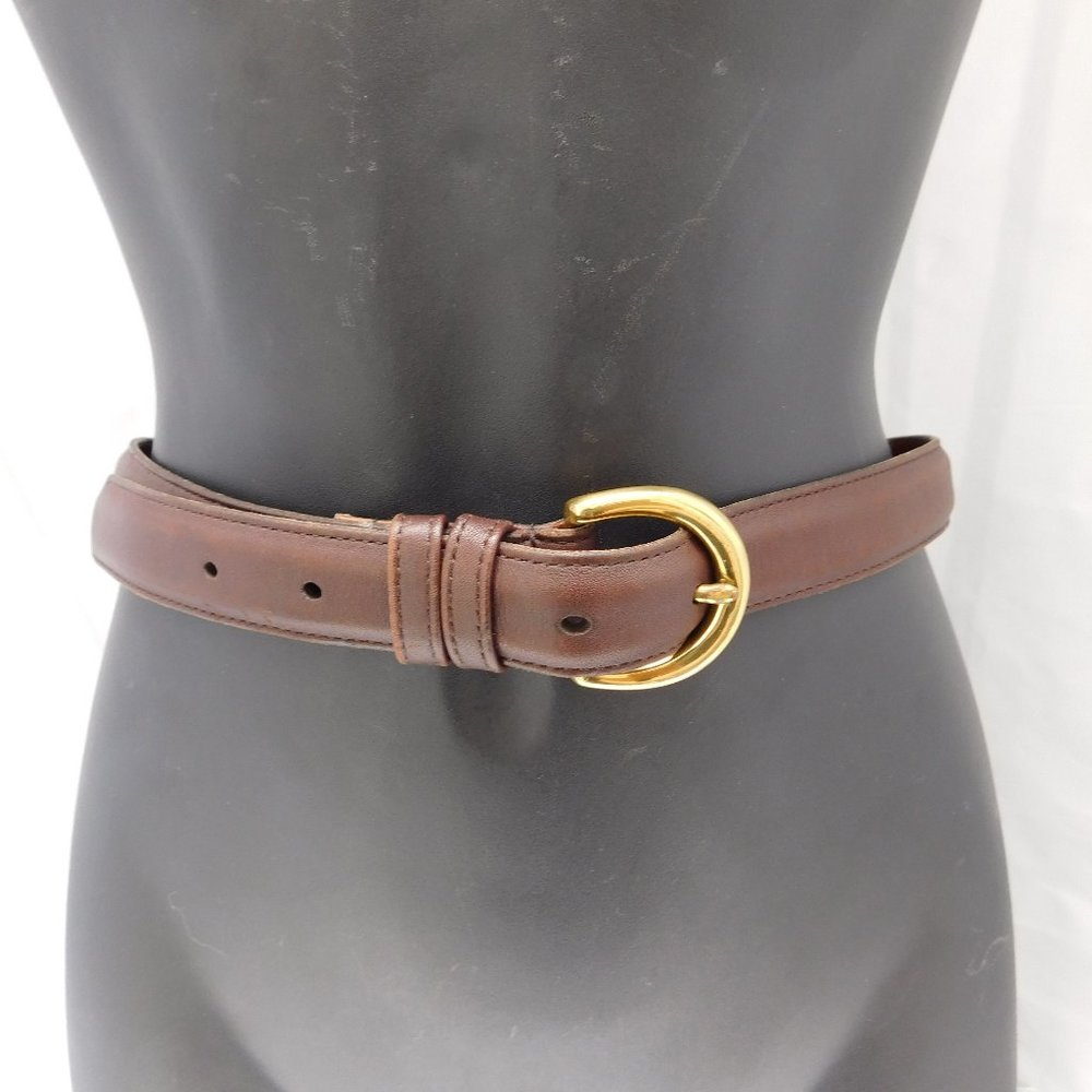 VINTAGE COACH BROWN GLOVE LEATHER BELT - Picture 1 of 8